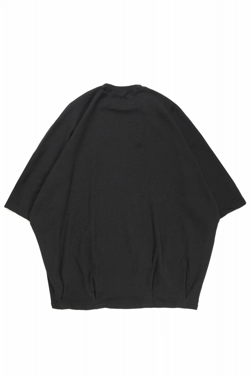 A.F ARTEFACT DOLMAN LOOSEY T-SHIRT  / WAFFLE KNIT JERSEY (BLACK) - Image 2