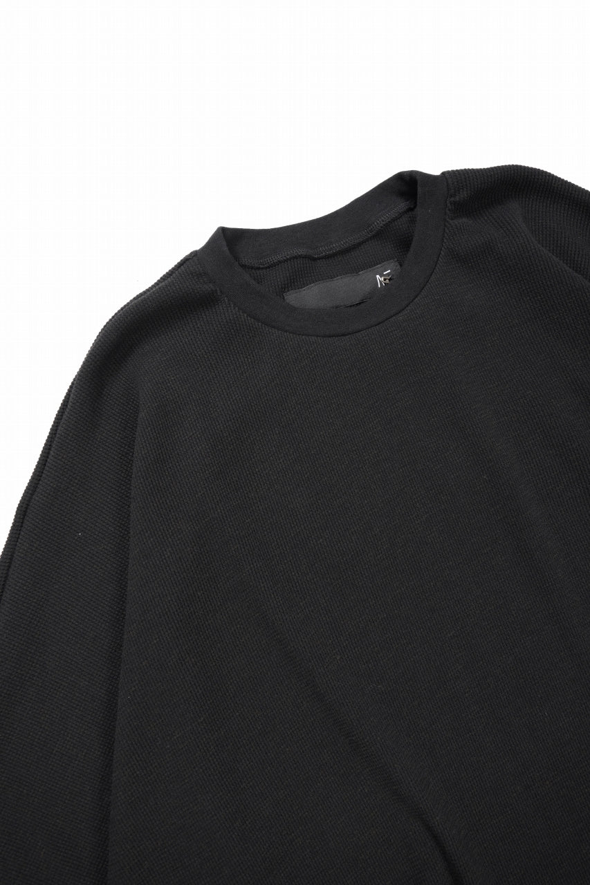 A.F ARTEFACT DOLMAN LOOSEY T-SHIRT  / WAFFLE KNIT JERSEY (BLACK) - Image 7