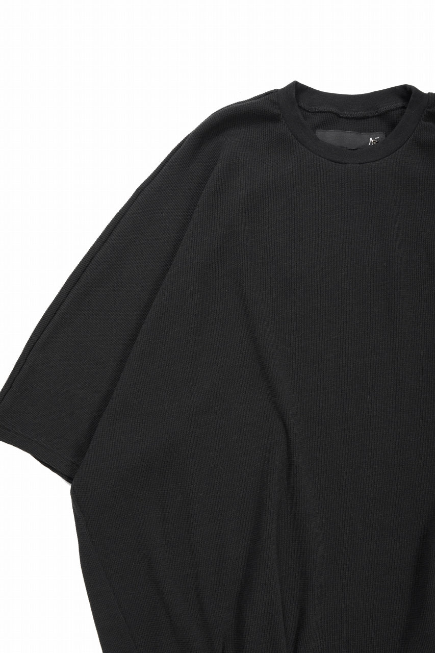 A.F ARTEFACT DOLMAN LOOSEY T-SHIRT  / WAFFLE KNIT JERSEY (BLACK) - Image 8