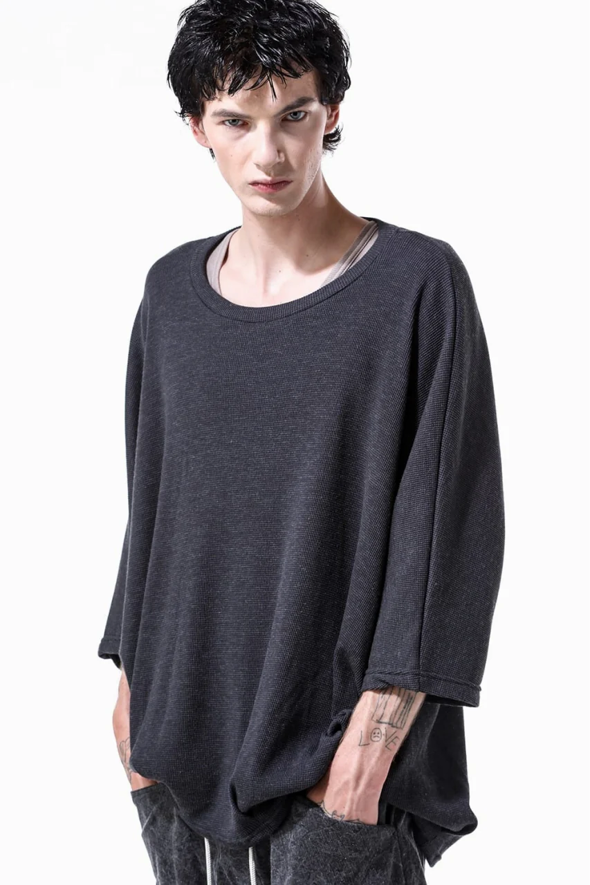 A.F ARTEFACT DOLMAN LOOSEY T-SHIRT / WAFFLE KNIT JERSEY (CHARCOAL) - Image 11