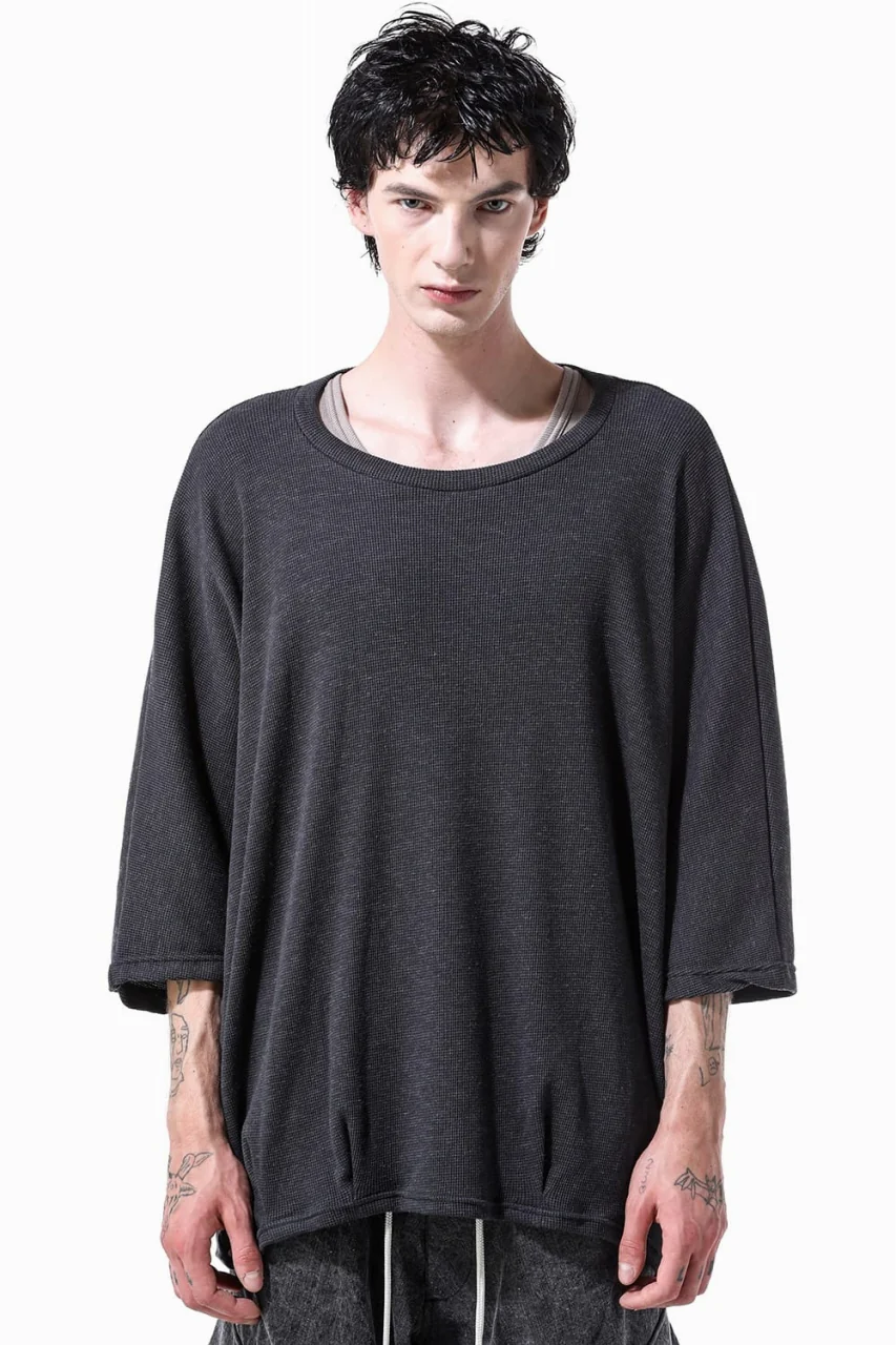 A.F ARTEFACT DOLMAN LOOSEY T-SHIRT / WAFFLE KNIT JERSEY (CHARCOAL) - Image 12