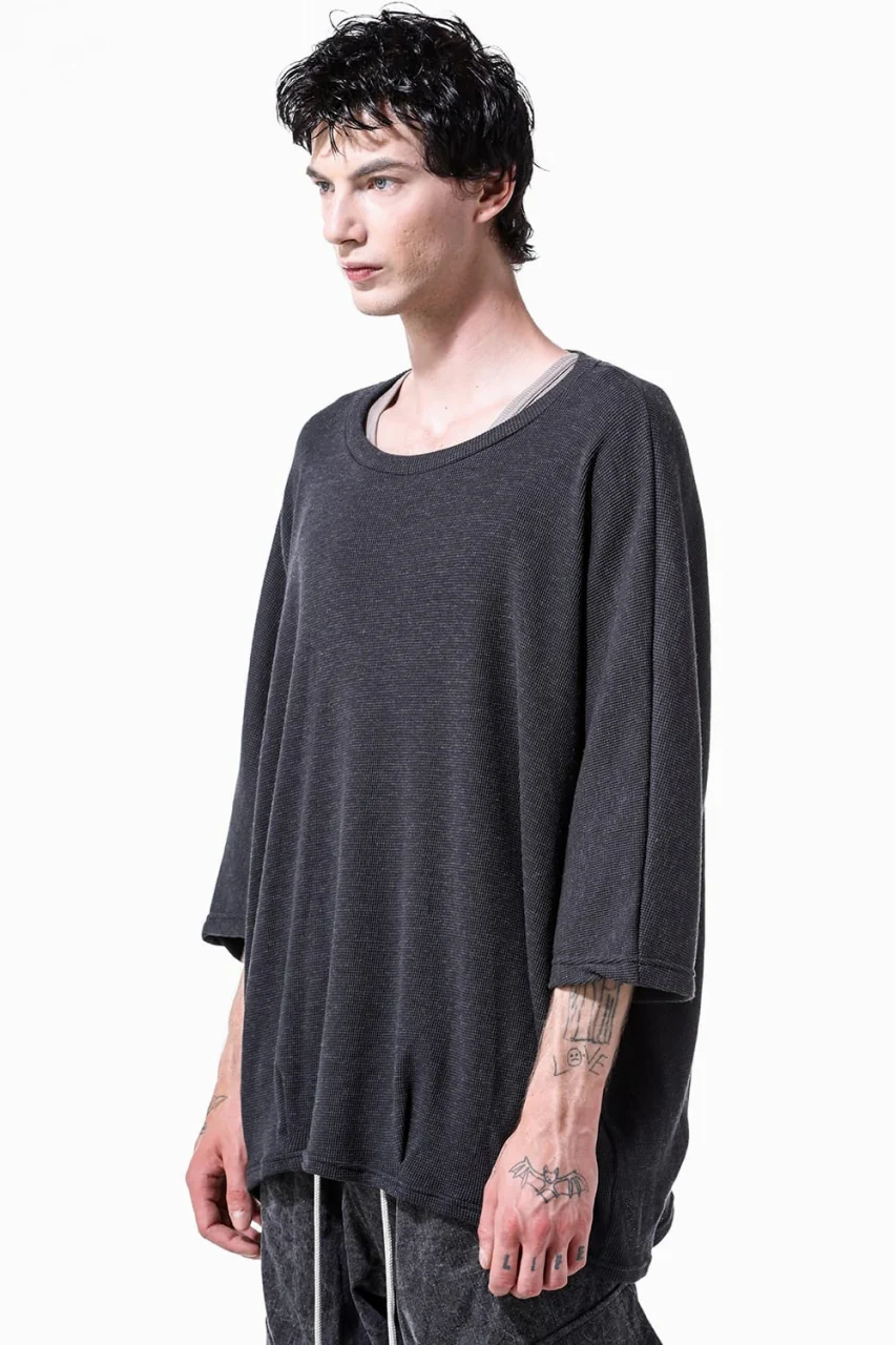 A.F ARTEFACT DOLMAN LOOSEY T-SHIRT / WAFFLE KNIT JERSEY (CHARCOAL) - Image 13