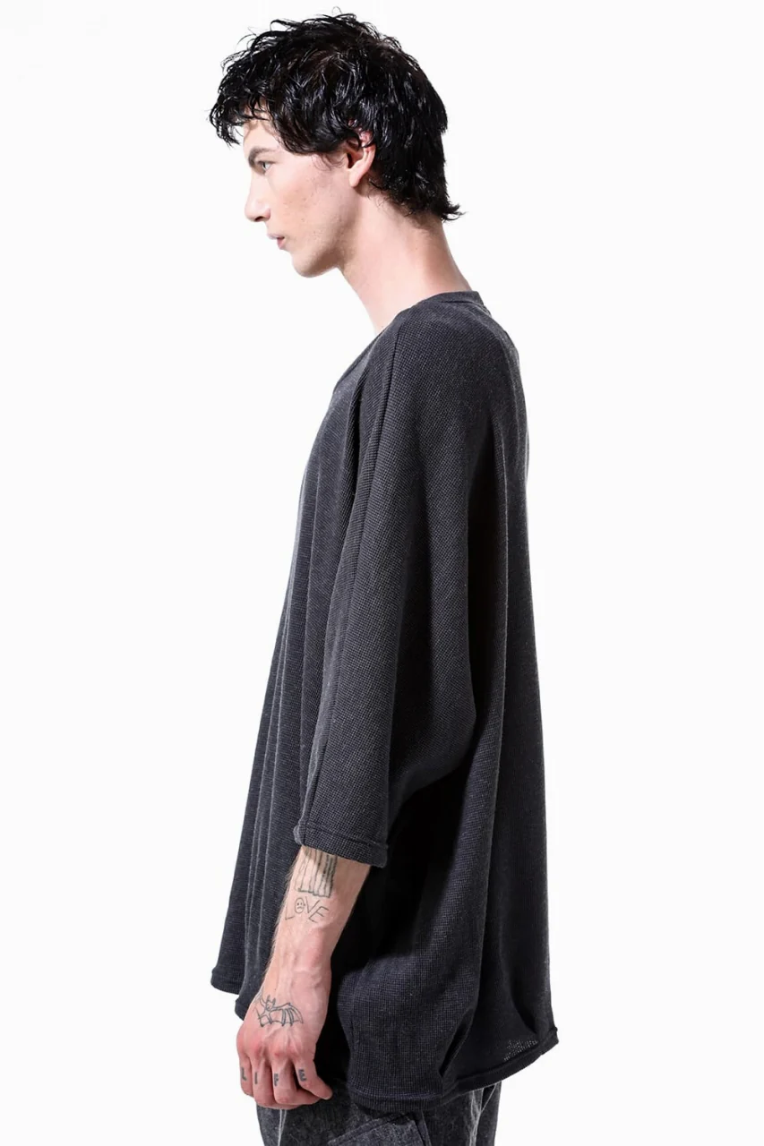 A.F ARTEFACT DOLMAN LOOSEY T-SHIRT / WAFFLE KNIT JERSEY (CHARCOAL) - Image 14