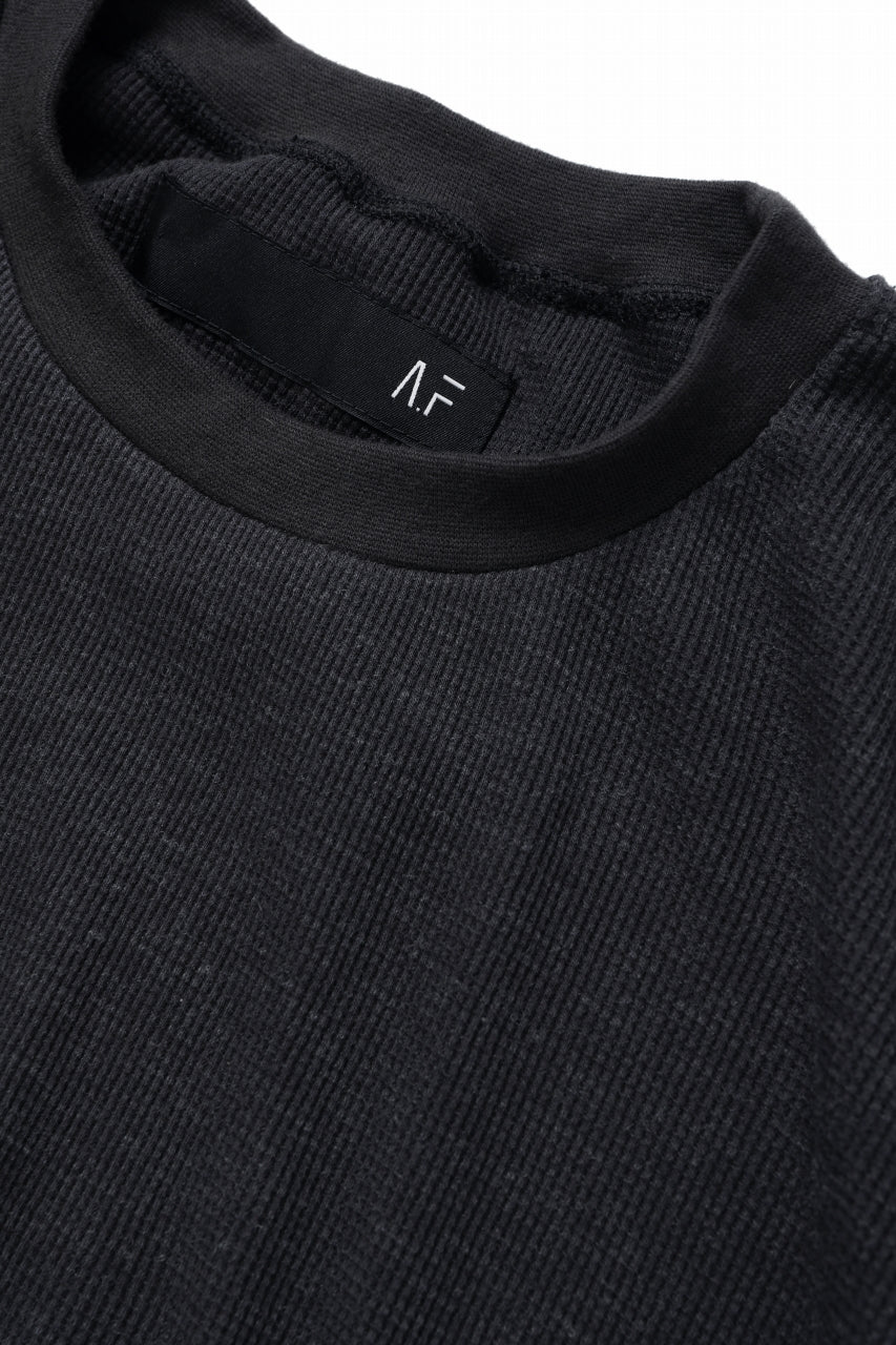 A.F ARTEFACT DOLMAN LOOSEY T-SHIRT / WAFFLE KNIT JERSEY (CHARCOAL) - Image 5