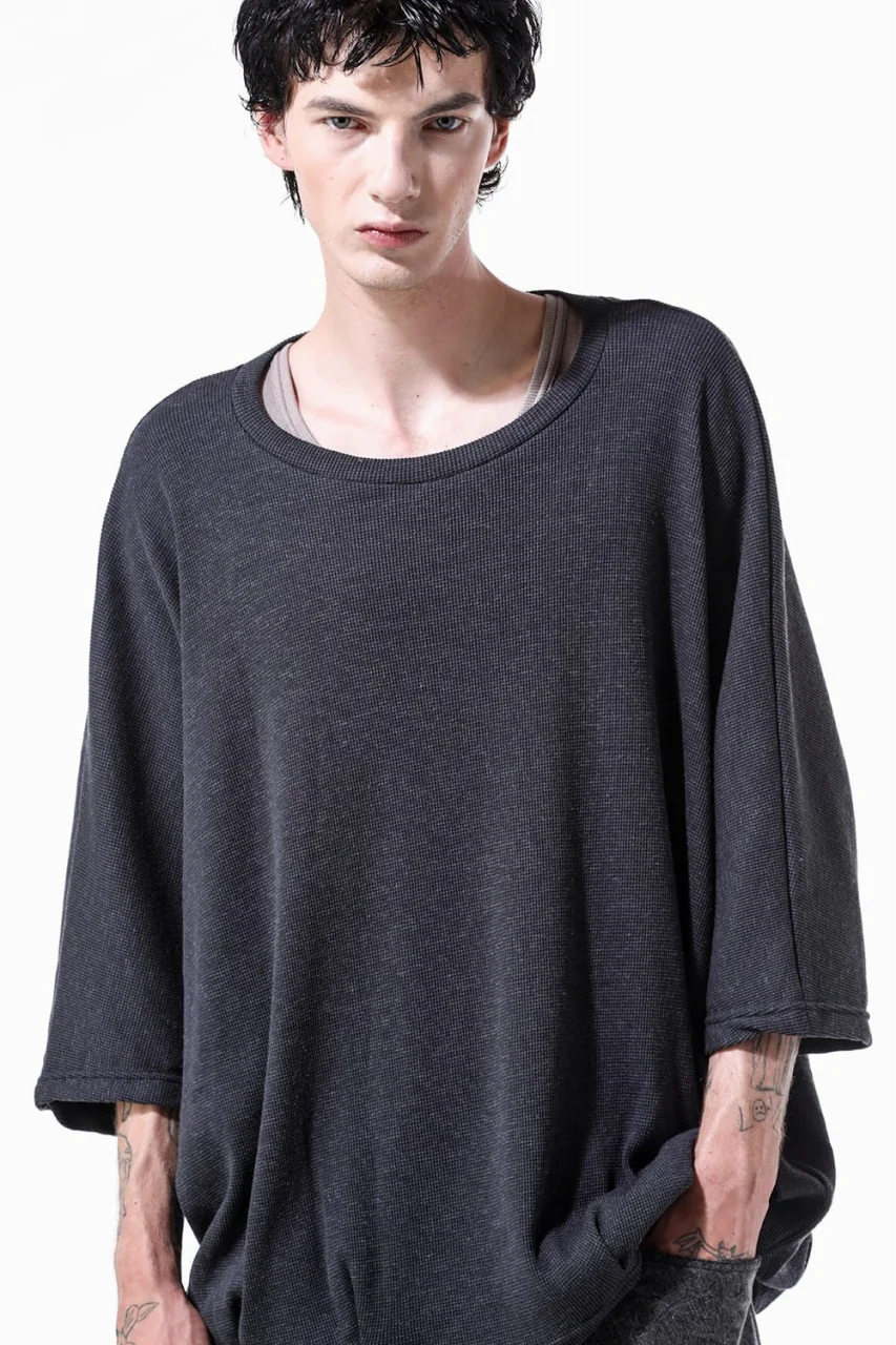 A.F ARTEFACT DOLMAN LOOSEY T-SHIRT / WAFFLE KNIT JERSEY (CHARCOAL) - Image 9