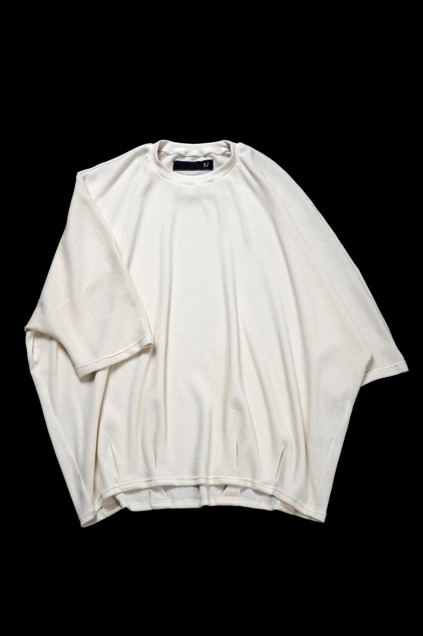 A.F ARTEFACT DOLMAN LOOSEY T-SHIRT  / WAFFLE KNIT JERSEY (WHITE) - Image 2
