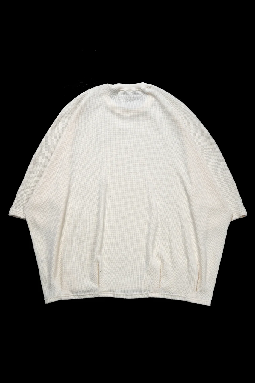 A.F ARTEFACT DOLMAN LOOSEY T-SHIRT  / WAFFLE KNIT JERSEY (WHITE) - Image 3