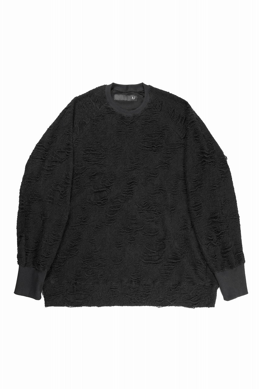 A.F ARTEFACT DOLMAN TOPS / DAMAGE PILE & PLATING KNIT JERSEY (BLACK) - Image 2