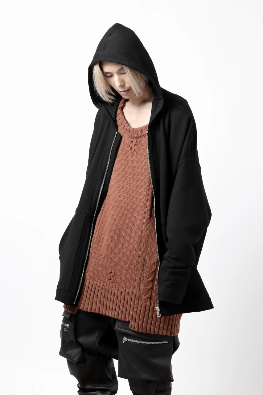 A.F ARTEFACT DOLMAN ZIP HOODIE / COTTON SWEAT (BLACK) - Image 10