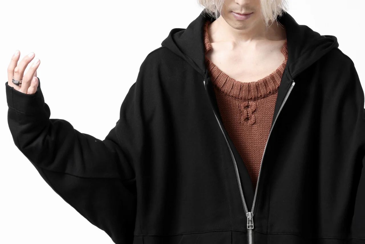 A.F ARTEFACT DOLMAN ZIP HOODIE / COTTON SWEAT (BLACK) - Image 30