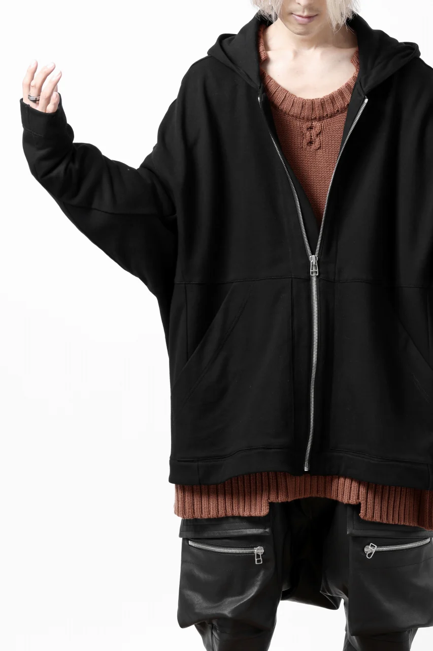 A.F ARTEFACT DOLMAN ZIP HOODIE / COTTON SWEAT (BLACK) - Image 5