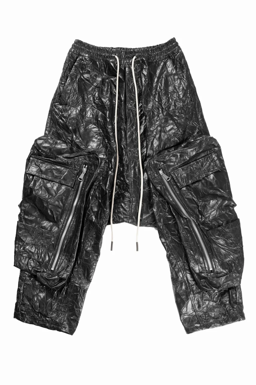 A.F ARTEFACT DROPCLOTCH WIDE PANTS / WASHER SYNTHETIC LEATHER (BLACK)