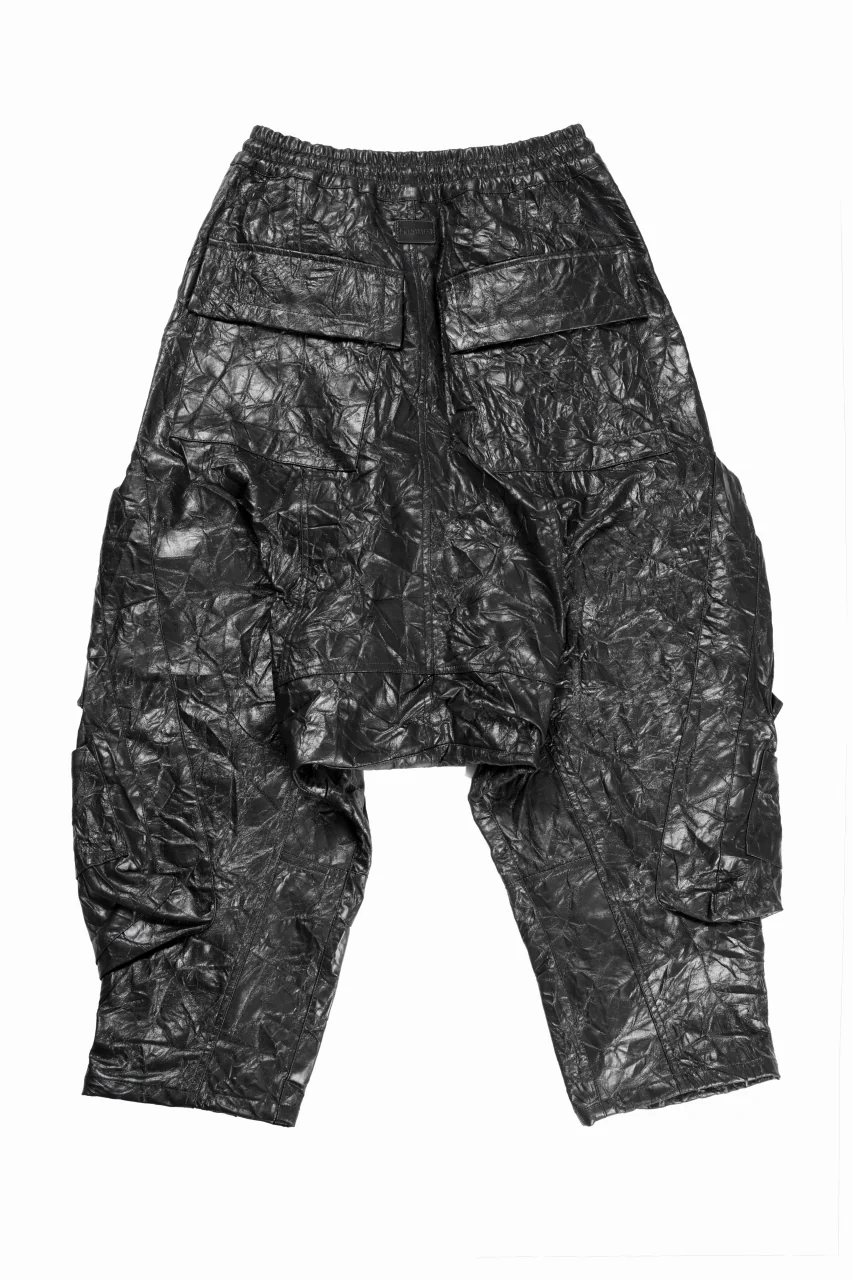 A.F ARTEFACT DROPCLOTCH WIDE PANTS / WASHER SYNTHETIC LEATHER (BLACK) - Image 2