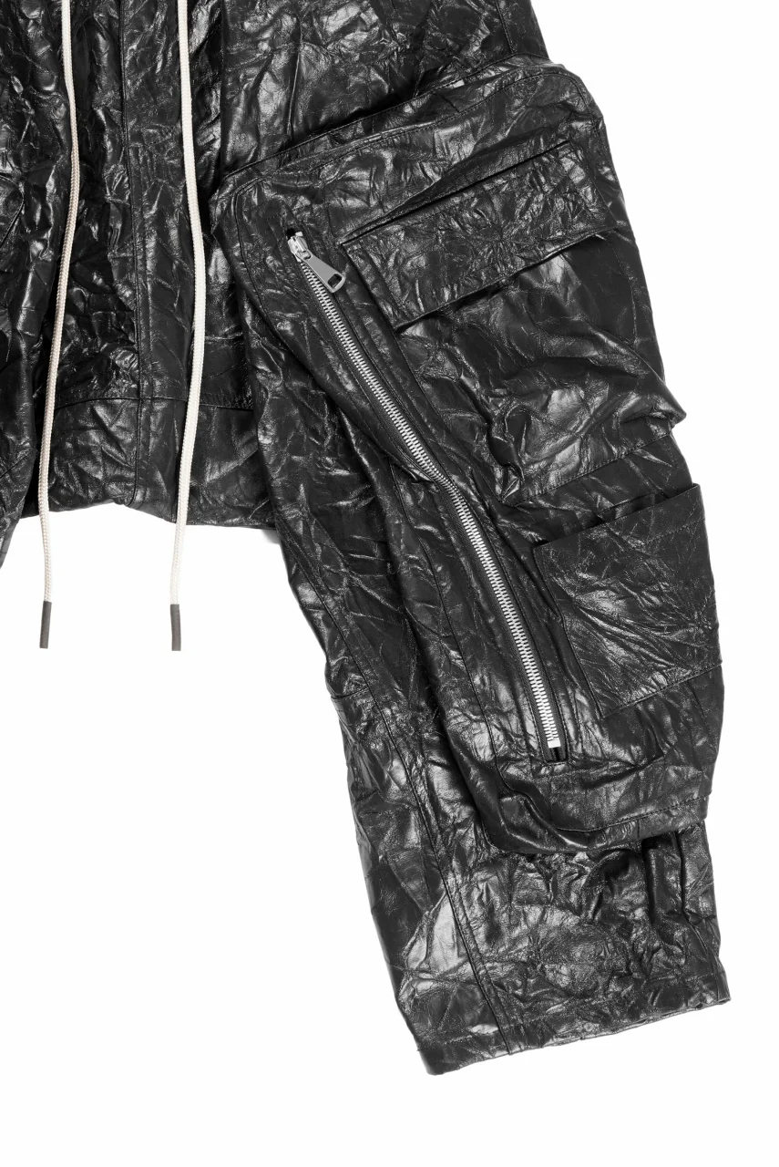 A.F ARTEFACT DROPCLOTCH WIDE PANTS / WASHER SYNTHETIC LEATHER (BLACK) - Image 3