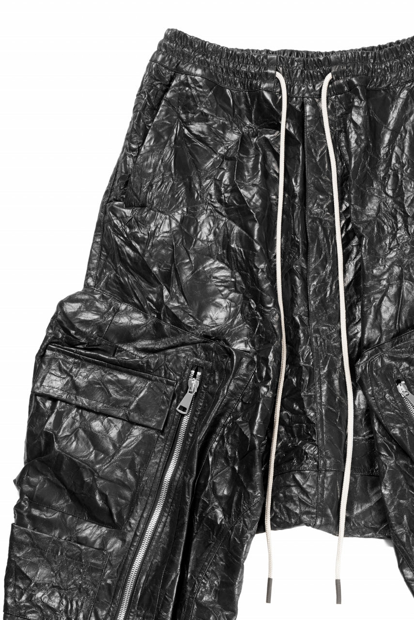 A.F ARTEFACT DROPCLOTCH WIDE PANTS / WASHER SYNTHETIC LEATHER (BLACK) - Image 6