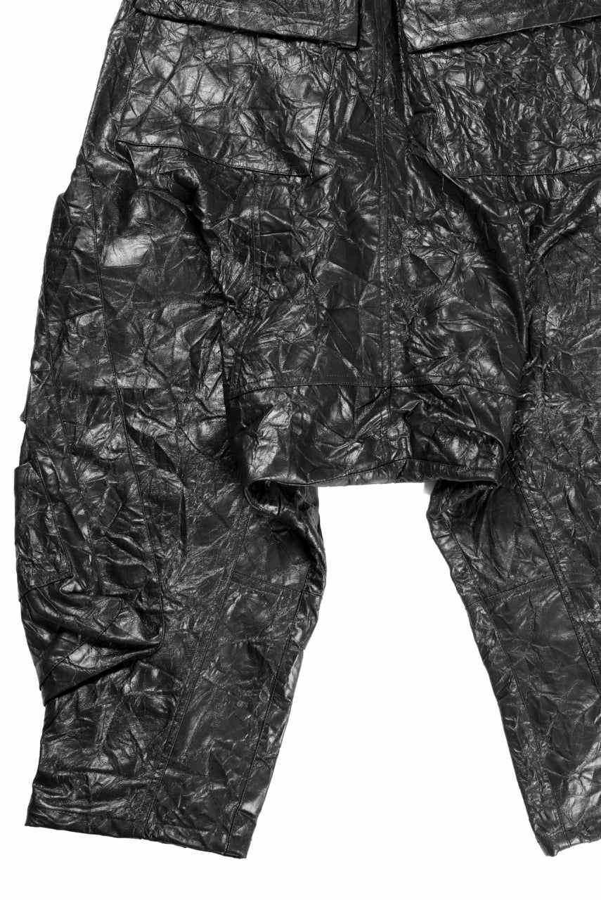 A.F ARTEFACT DROPCLOTCH WIDE PANTS / WASHER SYNTHETIC LEATHER (BLACK) - Image 8