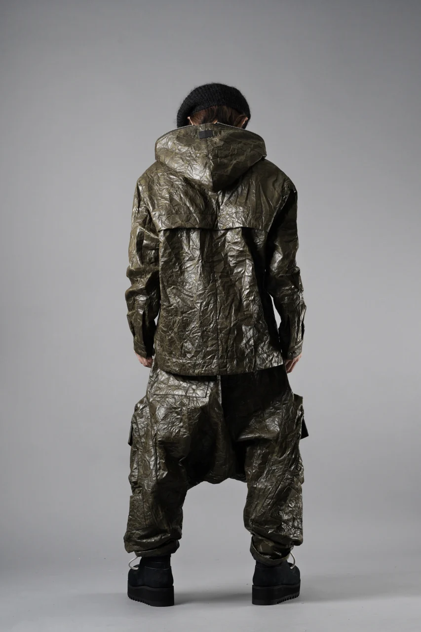 A.F ARTEFACT DROPCLOTCH WIDE PANTS / WASHER SYNTHETIC LEATHER (KHAKI) - Image 15