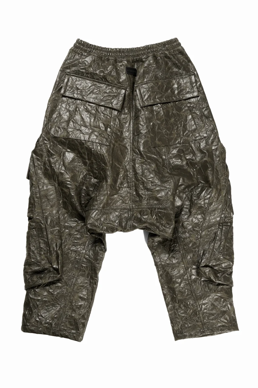 A.F ARTEFACT DROPCLOTCH WIDE PANTS / WASHER SYNTHETIC LEATHER (KHAKI) - Image 2
