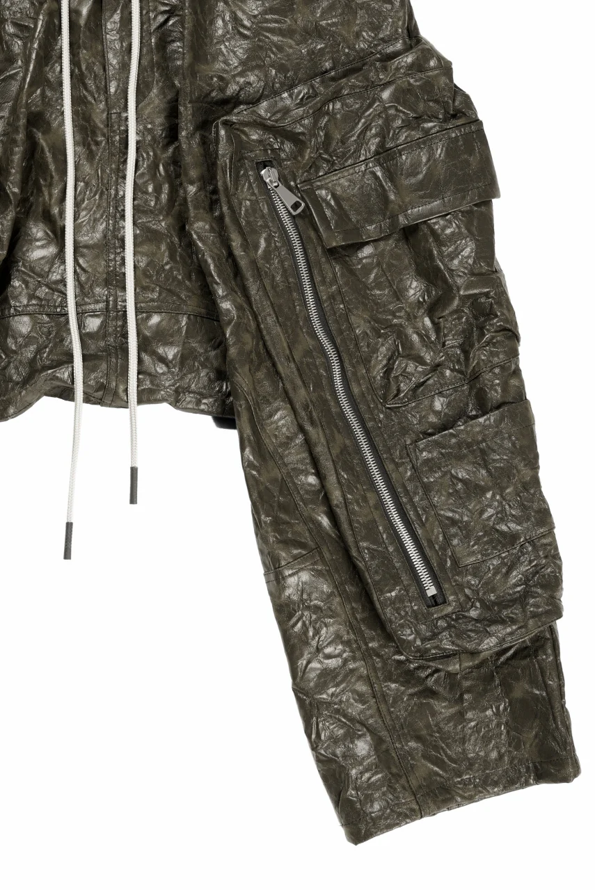 A.F ARTEFACT DROPCLOTCH WIDE PANTS / WASHER SYNTHETIC LEATHER (KHAKI) - Image 3