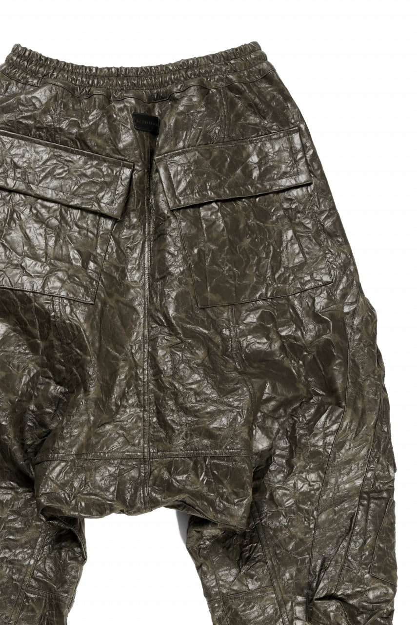 A.F ARTEFACT DROPCLOTCH WIDE PANTS / WASHER SYNTHETIC LEATHER (KHAKI) - Image 7