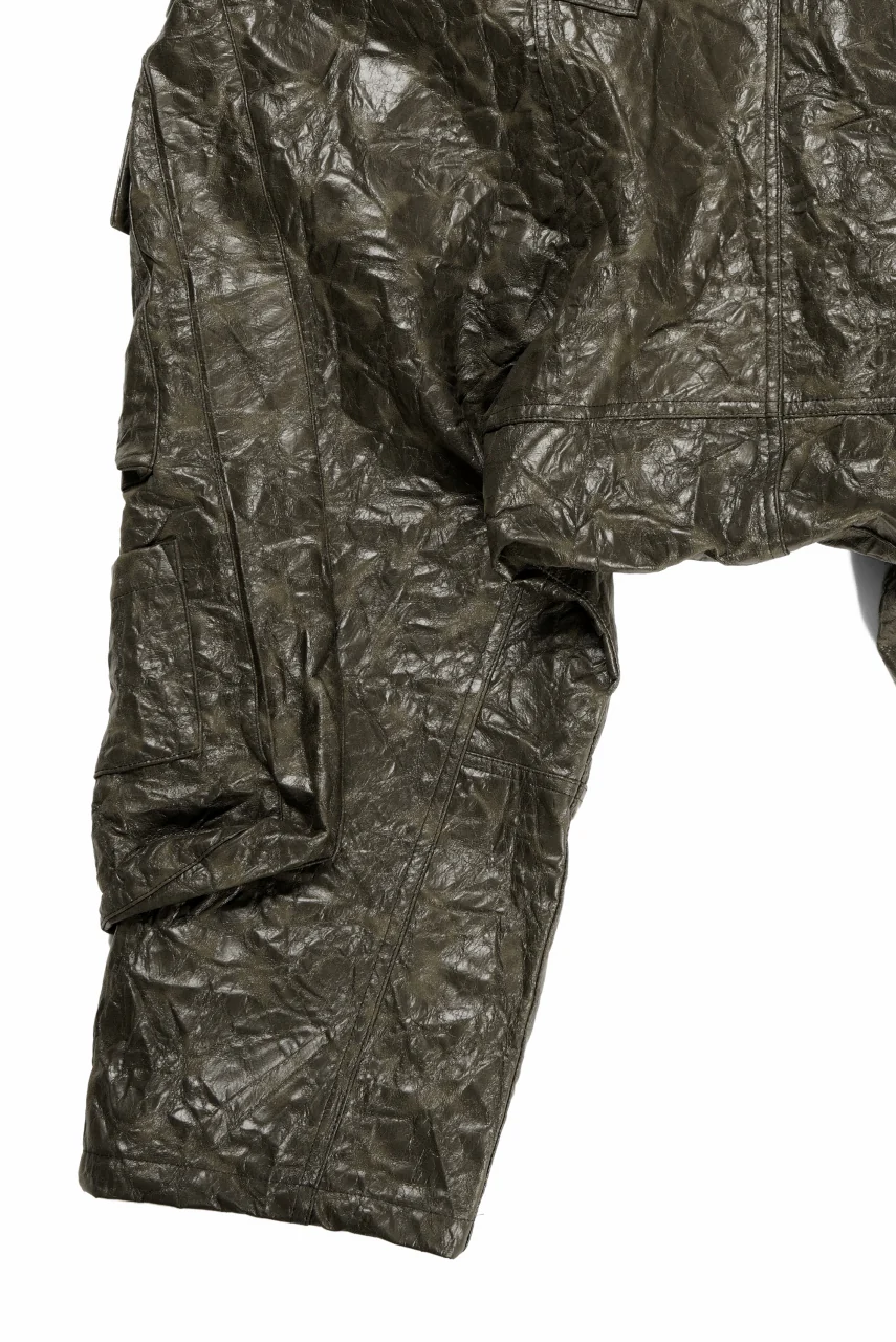 A.F ARTEFACT DROPCLOTCH WIDE PANTS / WASHER SYNTHETIC LEATHER (KHAKI) - Image 8