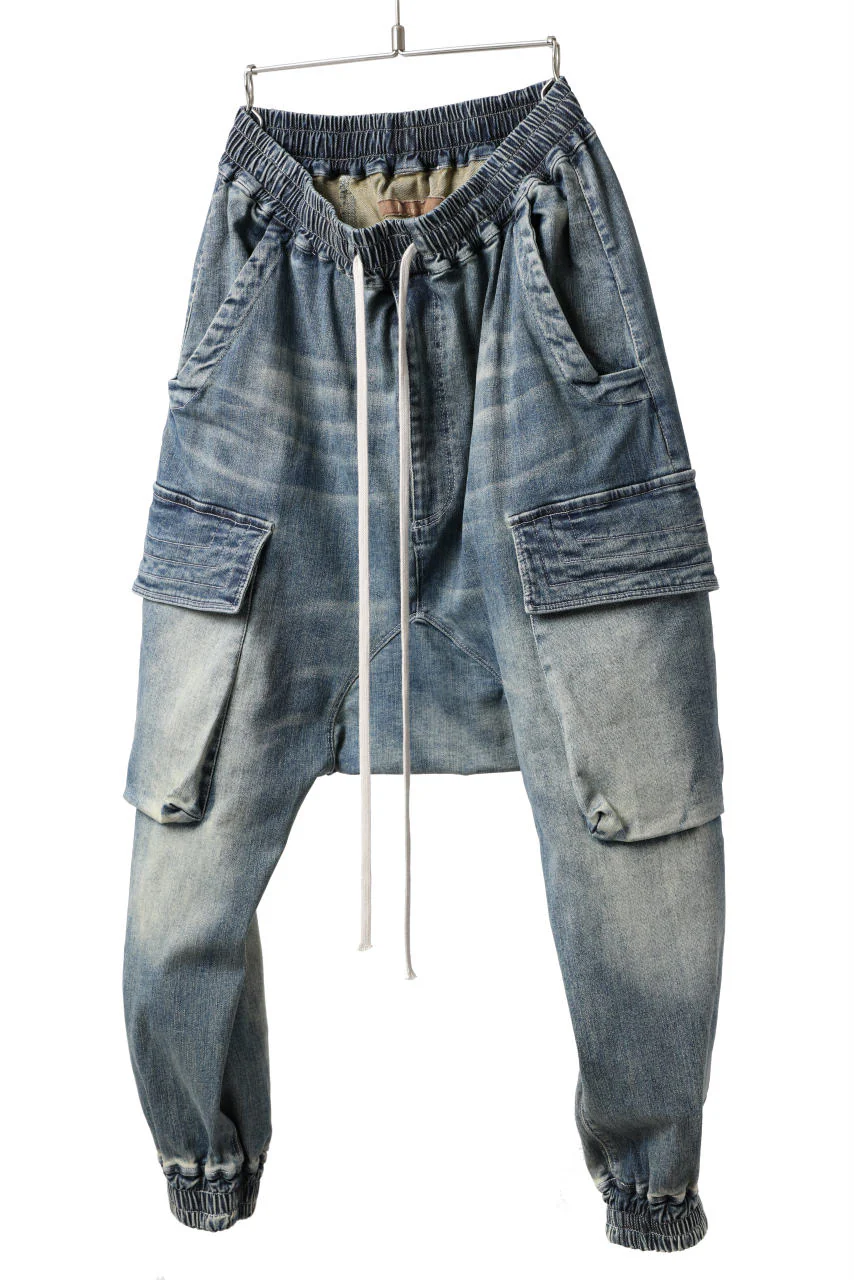 A.F ARTEFACT EASY SARROUEL CARGO PANTS / FADED AGEING DENIM (BLUE) - Image 10