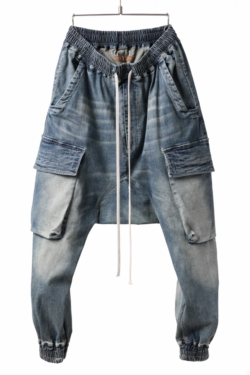 A.F ARTEFACT EASY SARROUEL CARGO PANTS / FADED AGEING DENIM (BLUE) - Image 11