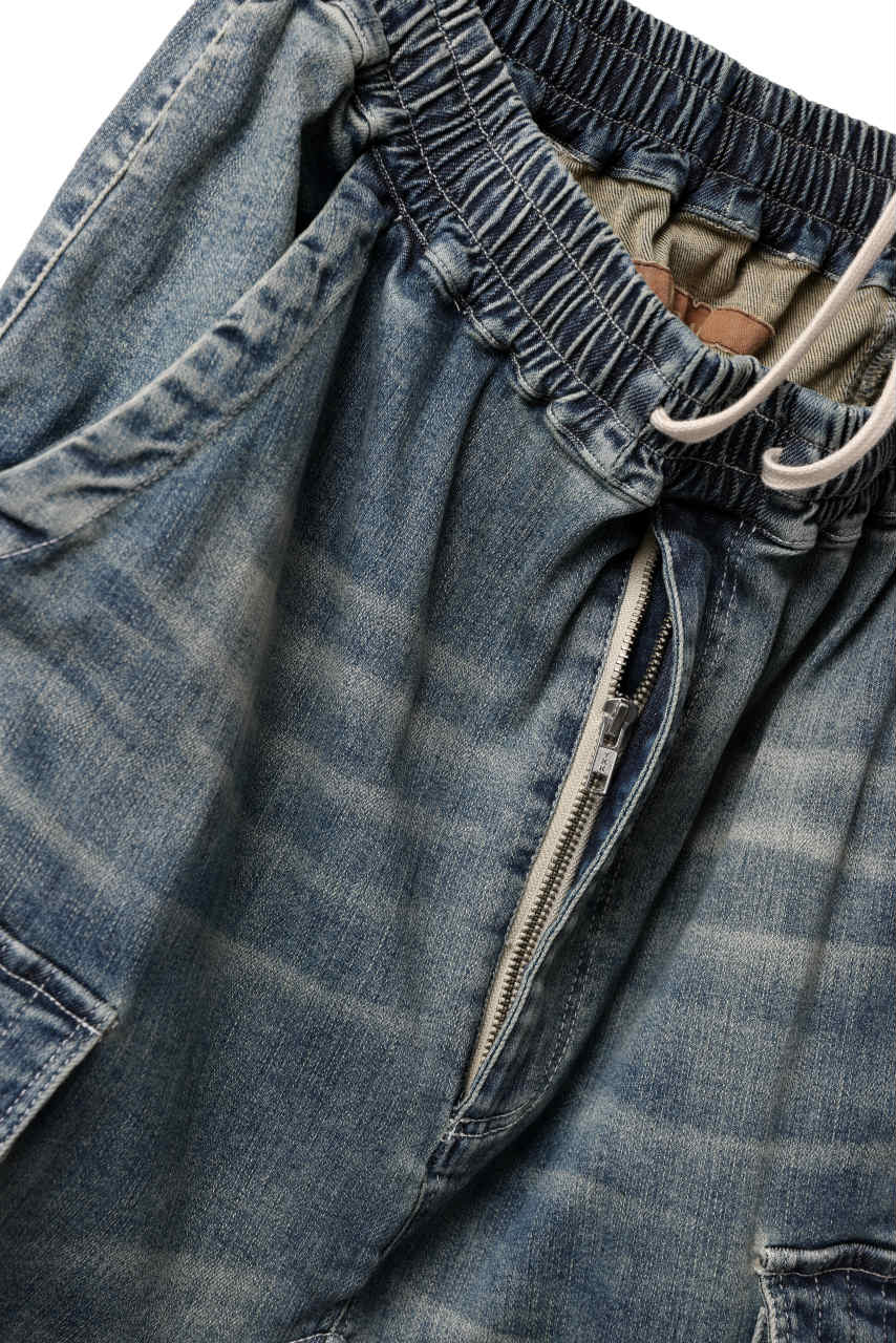 A.F ARTEFACT EASY SARROUEL CARGO PANTS / FADED AGEING DENIM (BLUE) - Image 16