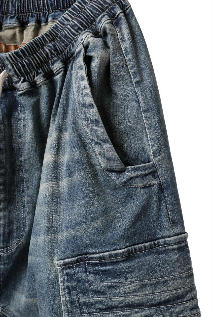 A.F ARTEFACT EASY SARROUEL CARGO PANTS / FADED AGEING DENIM (BLUE) - Image 17