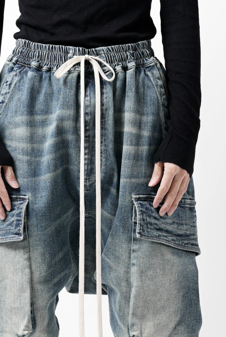 A.F ARTEFACT EASY SARROUEL CARGO PANTS / FADED AGEING DENIM (BLUE) - Image 22