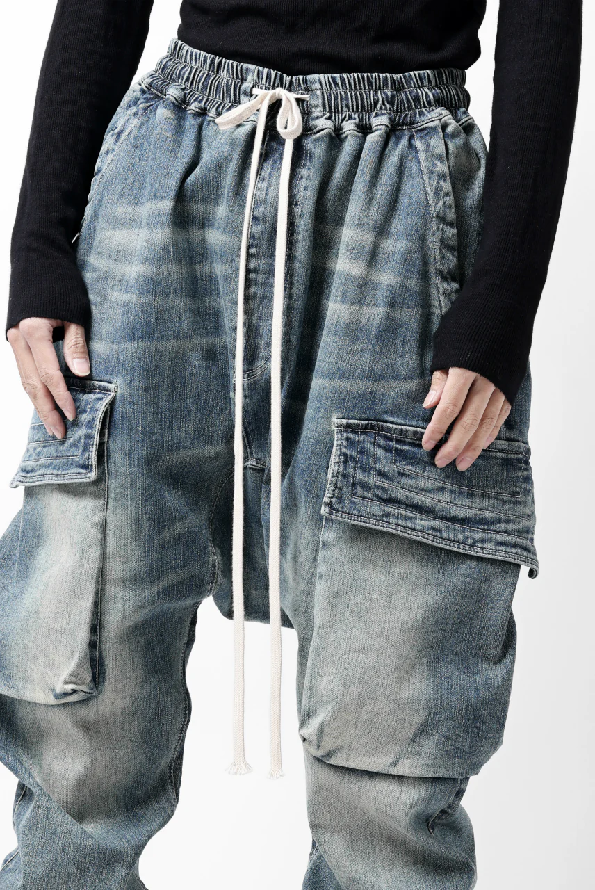 A.F ARTEFACT EASY SARROUEL CARGO PANTS / FADED AGEING DENIM (BLUE) - Image 23