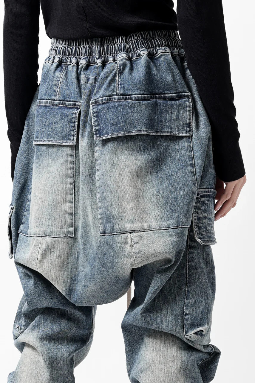 A.F ARTEFACT EASY SARROUEL CARGO PANTS / FADED AGEING DENIM (BLUE) - Image 24
