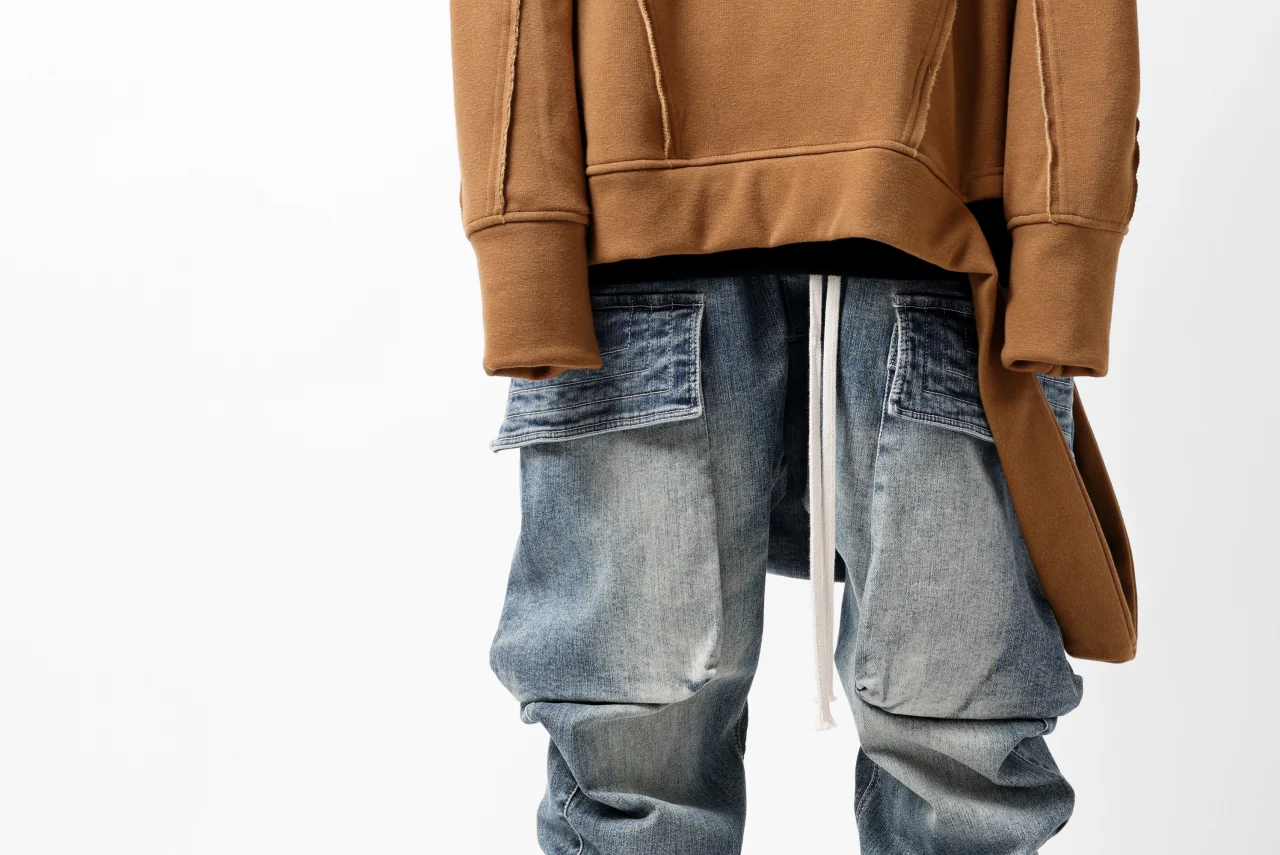 A.F ARTEFACT EASY SARROUEL CARGO PANTS / FADED AGEING DENIM (BLUE) - Image 25