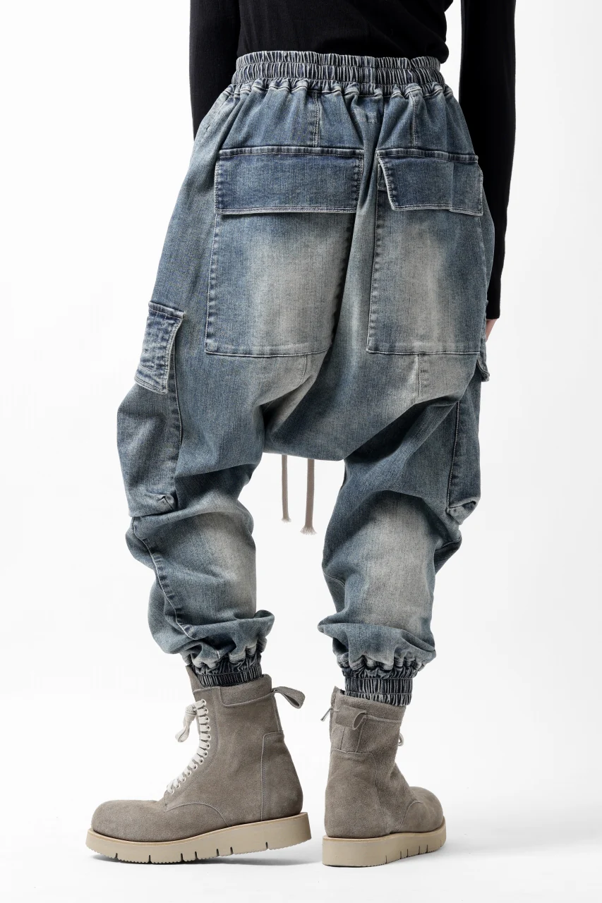 A.F ARTEFACT EASY SARROUEL CARGO PANTS / FADED AGEING DENIM (BLUE) - Image 4