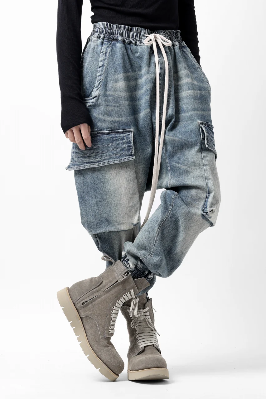 A.F ARTEFACT EASY SARROUEL CARGO PANTS / FADED AGEING DENIM (BLUE) - Image 5