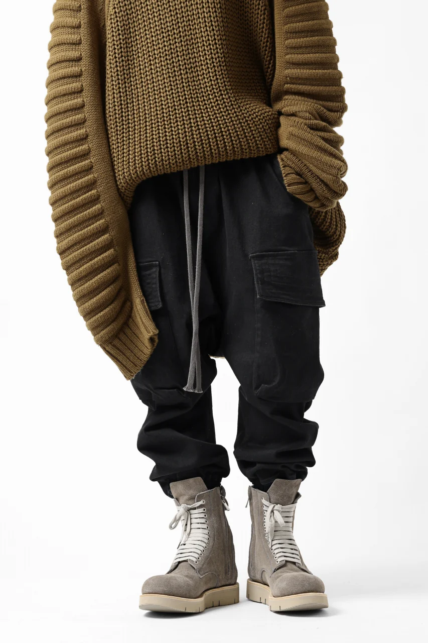 A.F ARTEFACT EASY SARROUEL CARGO PANTS / HI-STRETCH DENIM (BLACK) - Image 4