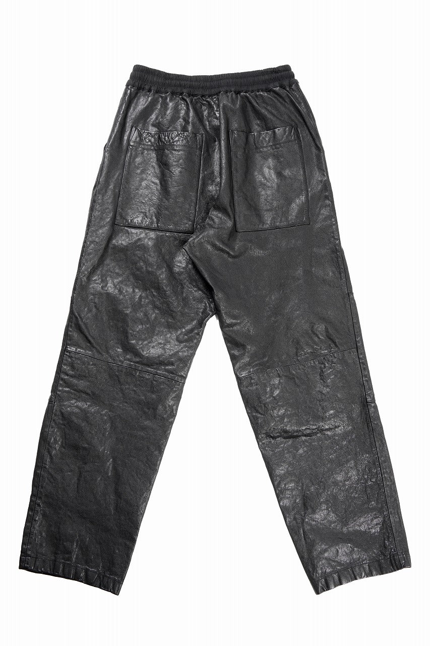 A.F ARTEFACT EASY SAROUEL WIDE PANTS / GOAT LEATHER (BLACK) - Image 2