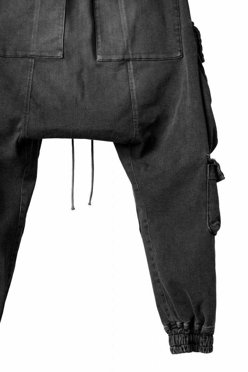 A.F ARTEFACT EASY SARROUEL MILITARY POCKET PANTS / FADED AGEING DENIM (BLACK) - Image 11