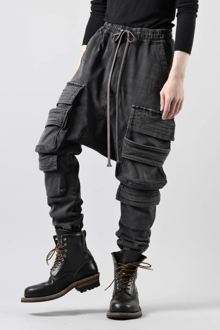 A.F ARTEFACT EASY SARROUEL MILITARY POCKET PANTS / FADED AGEING DENIM (BLACK) - Image 12