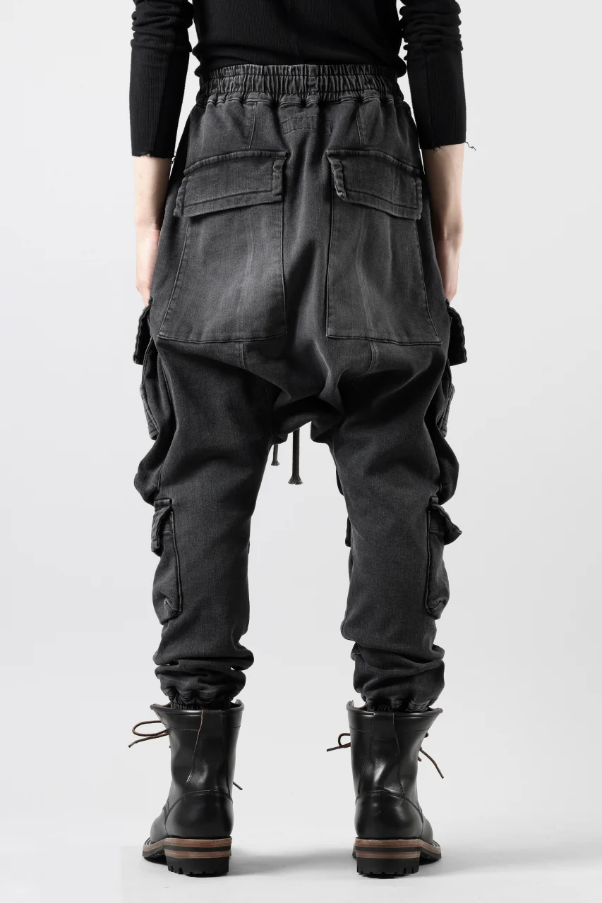 A.F ARTEFACT EASY SARROUEL MILITARY POCKET PANTS / FADED AGEING DENIM (BLACK) - Image 13