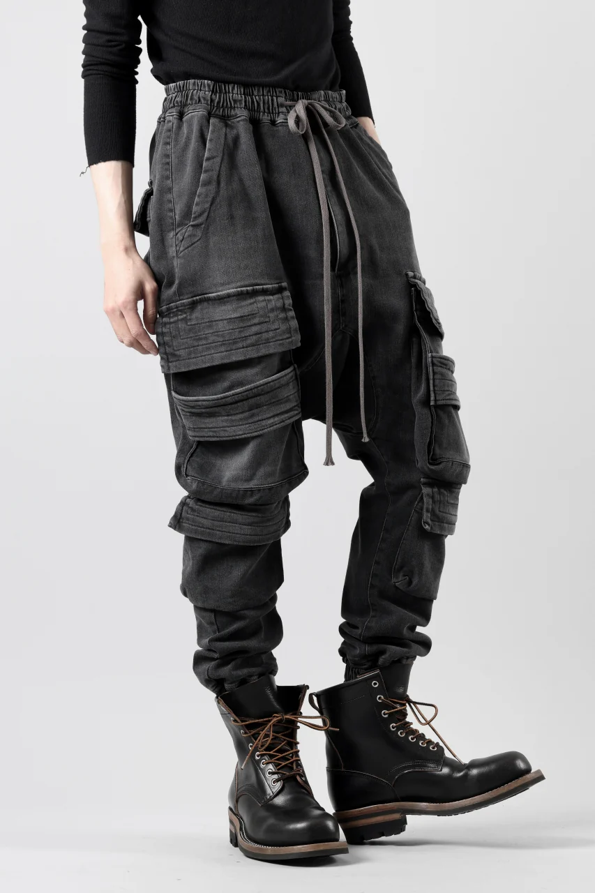 A.F ARTEFACT EASY SARROUEL MILITARY POCKET PANTS / FADED AGEING DENIM (BLACK) - Image 14