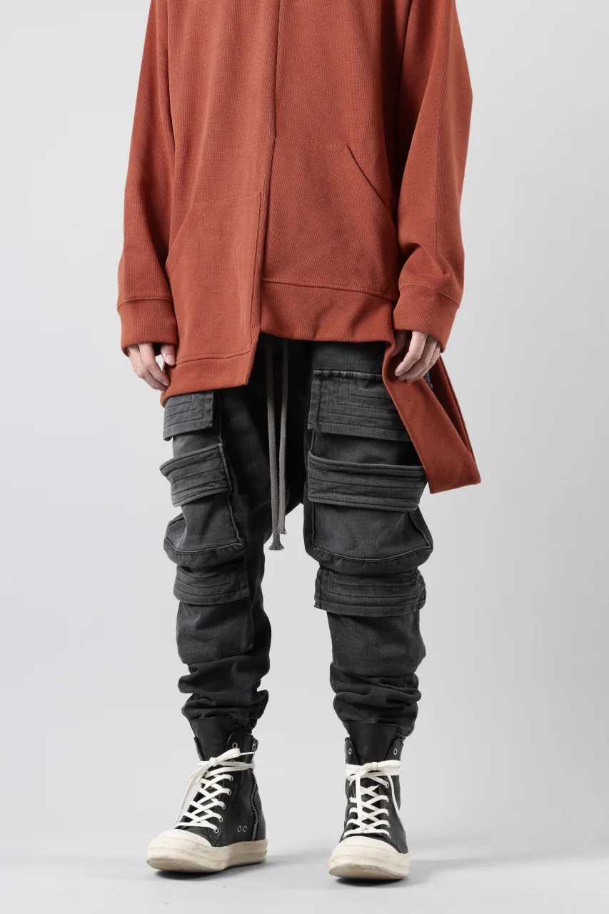 A.F ARTEFACT EASY SARROUEL MILITARY POCKET PANTS / FADED AGEING DENIM (BLACK) - Image 15