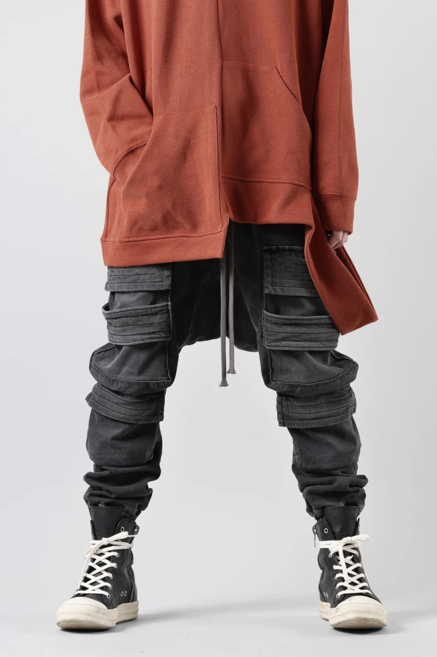 A.F ARTEFACT EASY SARROUEL MILITARY POCKET PANTS / FADED AGEING DENIM (BLACK) - Image 18
