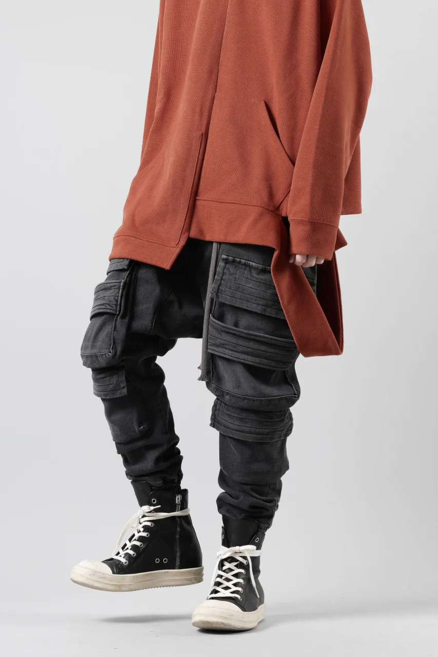 A.F ARTEFACT EASY SARROUEL MILITARY POCKET PANTS / FADED AGEING DENIM (BLACK) - Image 20