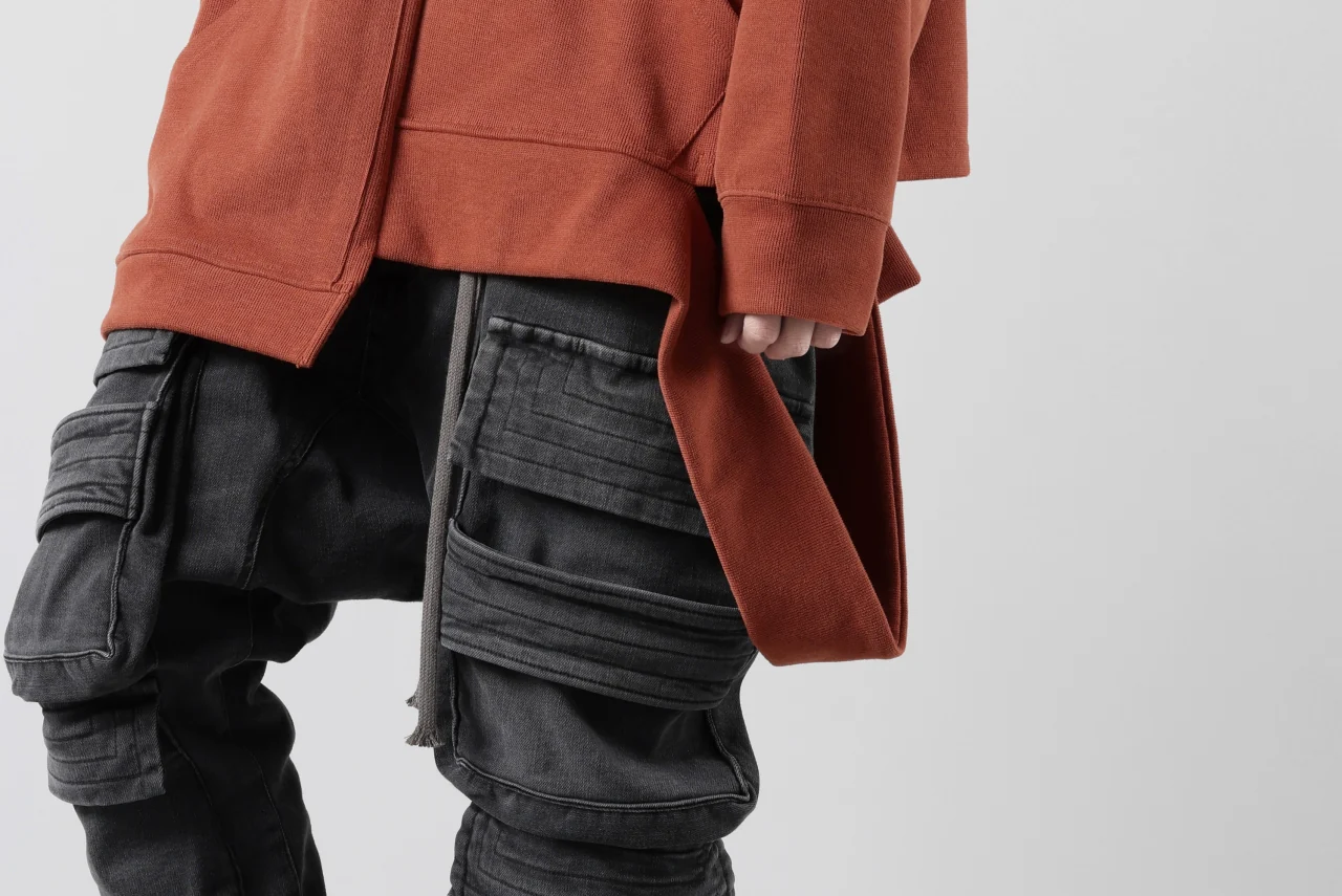 A.F ARTEFACT EASY SARROUEL MILITARY POCKET PANTS / FADED AGEING DENIM (BLACK) - Image 22