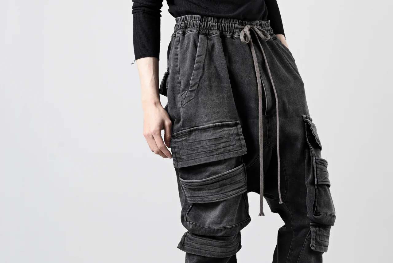 A.F ARTEFACT EASY SARROUEL MILITARY POCKET PANTS / FADED AGEING DENIM (BLACK) - Image 23