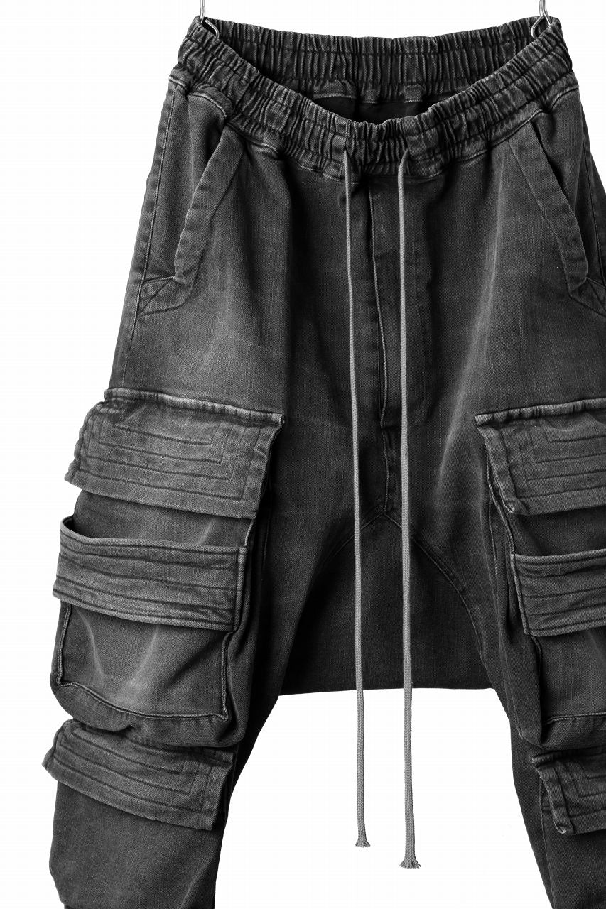 A.F ARTEFACT EASY SARROUEL MILITARY POCKET PANTS / FADED AGEING DENIM (BLACK) - Image 6