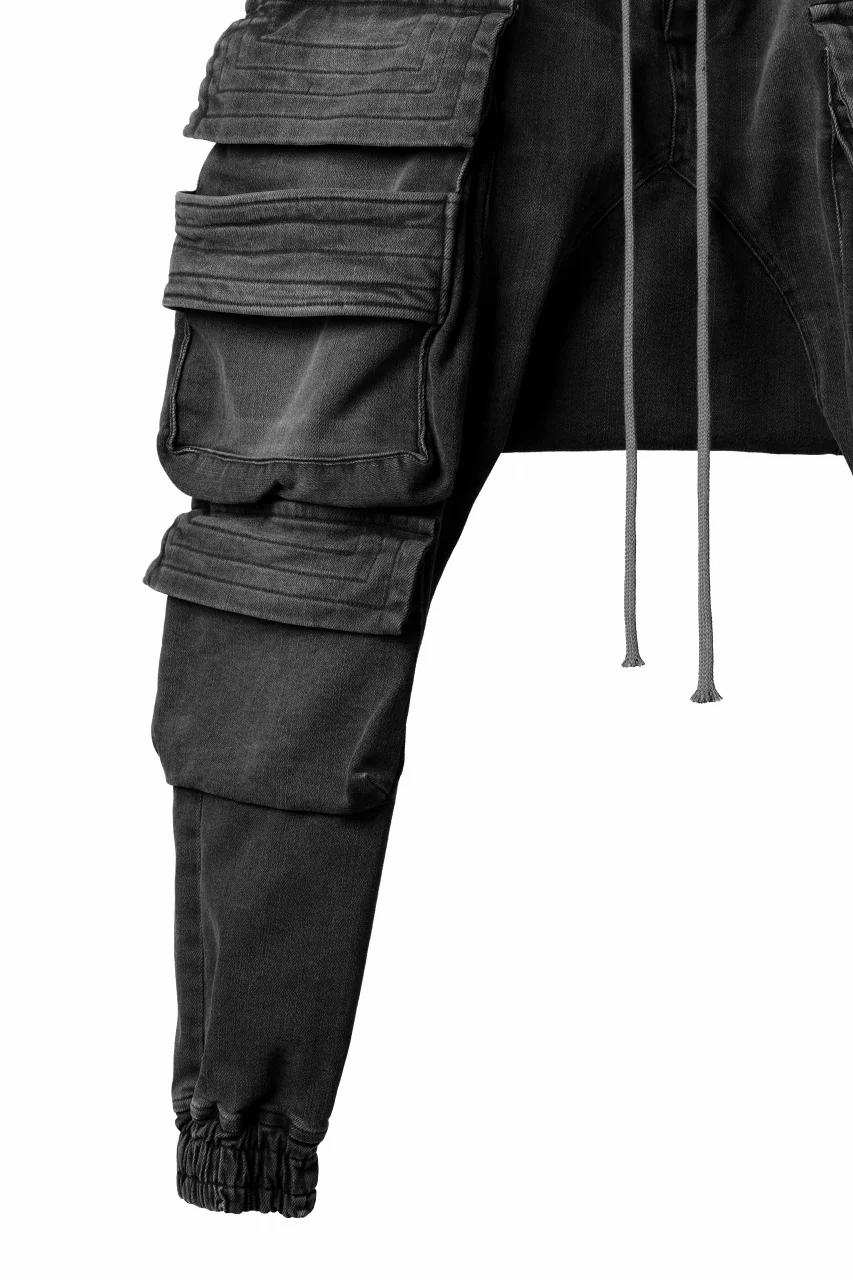 A.F ARTEFACT EASY SARROUEL MILITARY POCKET PANTS / FADED AGEING DENIM (BLACK) - Image 7