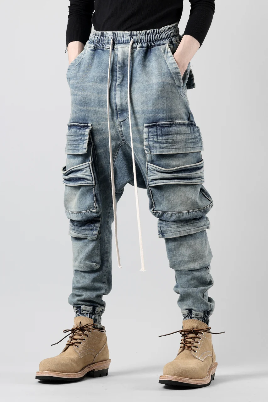 A.F ARTEFACT EASY SARROUEL MILITARY POCKET PANTS / FADED AGEING DENIM (INDIGO) - Image 13