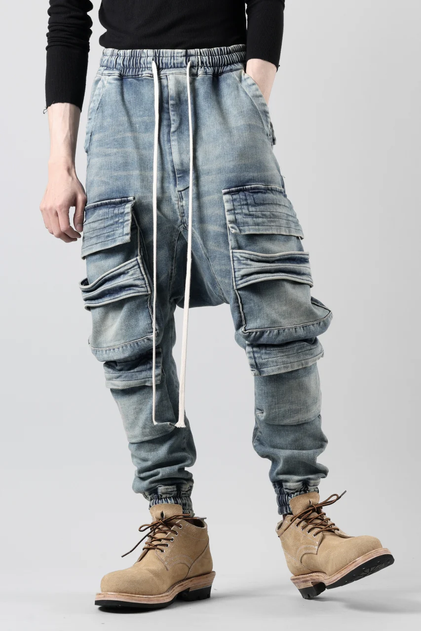 A.F ARTEFACT EASY SARROUEL MILITARY POCKET PANTS / FADED AGEING DENIM (INDIGO) - Image 15